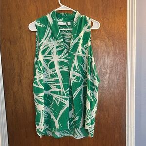 New York & Company Green and White Blouse